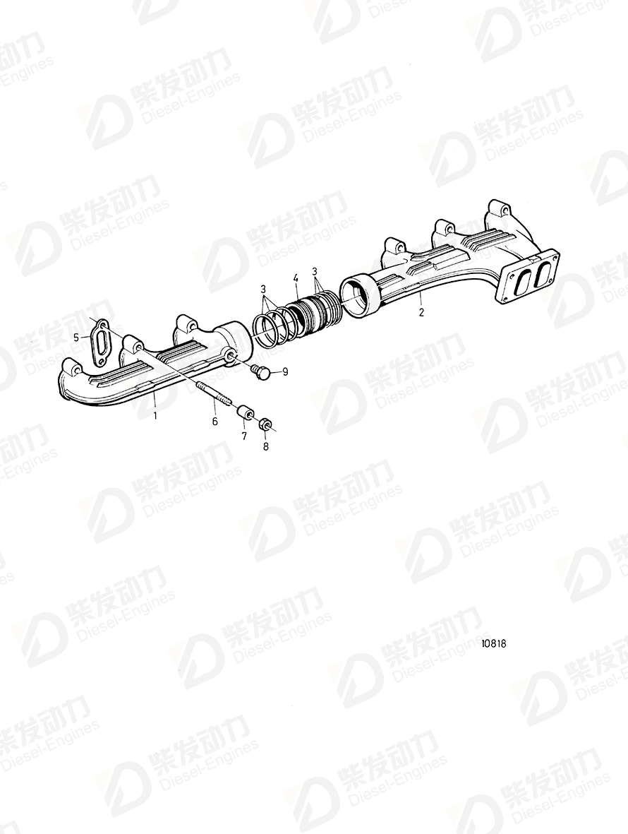 volvo penta Exhaust pipe 849062 Drawing